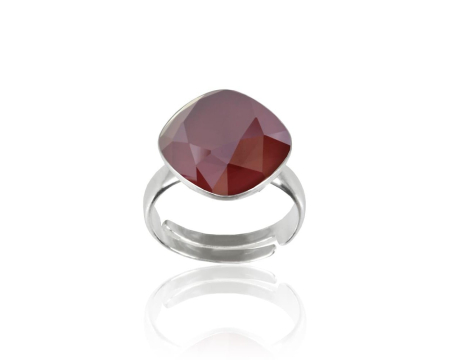 Inele cristale Swarovski - Inel din argint cu cristale Primero Square Fancy Crystal Dark Red