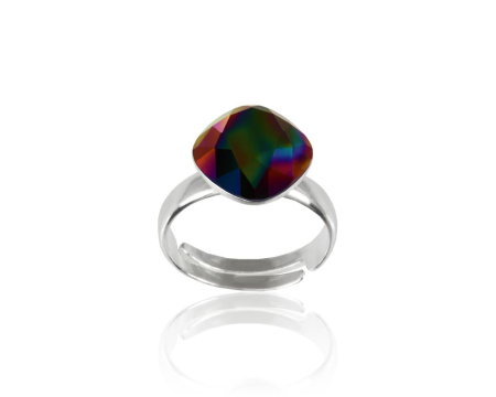 Inele argint - Inel din argint cu cristale Primero Square Fancy Crystal Rainbow Dark