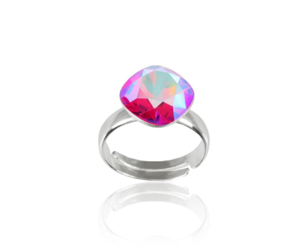 Inele argint - Inel din argint cu cristale Primero Square Fancy Light Siam Shimmer