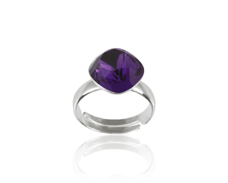Inele cristale Swarovski - Inel din argint cu cristale Primero Square Fancy Purple Velvet