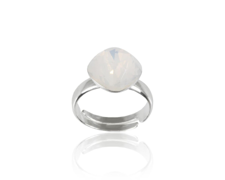 Inele argint - Inel din argint cu cristale Primero Square Fancy White Opal