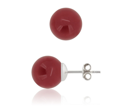 Cercei cristale Swarovski - Cercei din argint cu perle Primero YEM65 Red Coral