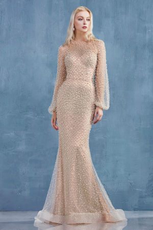 Rochie Andrea Leo Couture A0997 blush de seara mulata din tulle [1]