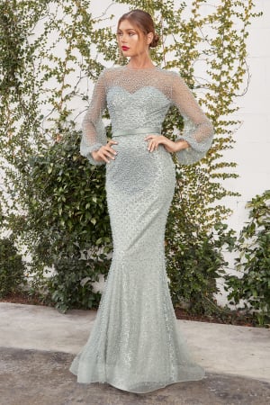Andrea Leo Couture Los Angeles Collection - Rochie Andrea Leo Couture A0997 verde de seara mulata din tulle
