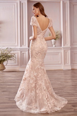Rochie Andrea Leo Couture A1025 blush de seara tip sirena din tulle cu broderie [2]