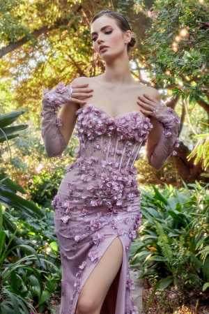 Andrea Leo Couture Los Angeles Collection - Rochie Andrea Leo Couture A1117 mov de seara in clini din tulle