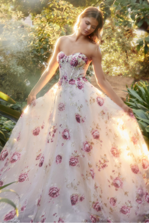 Rochie Andrea Leo Couture A1133 inflorata de seara tip A-line din organza [1]