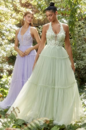 Andrea Leo Couture Los Angeles Collection - Rochie Andrea Leo Couture A1206 verde de seara in clos din tulle