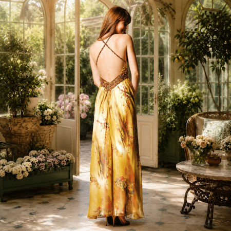 Rochie Faviana 6611 inflorata lunga de seara in clos din voal [1]