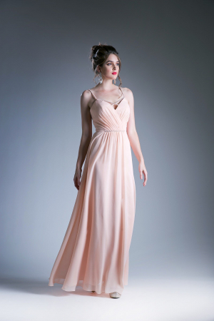 STOC IVORY-Livrare 24H - Rochie Ladivine 1010 blush de seara in clos din voal
