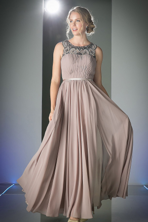 STOC IVORY-Livrare 24H - Rochie Ladivine 1588 kaki de seara in clos din voal