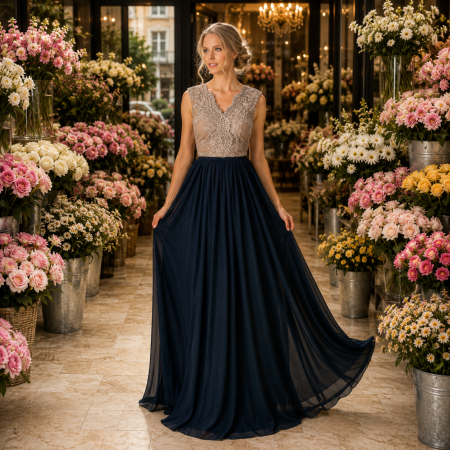 Ladivine Los Angeles Collection - Rochie Ladivine 1965 neagra de seara in clos din voal