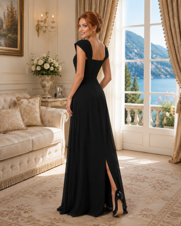 Rochie Ladivine 3948 neagra de seara in clos din voal [1]
