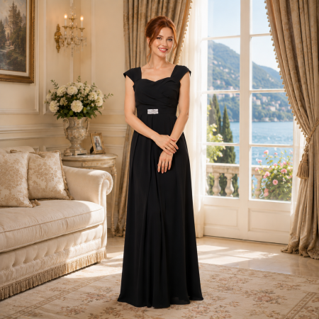 Ladivine Los Angeles Collection - Rochie Ladivine 3948 neagra de seara in clos din voal