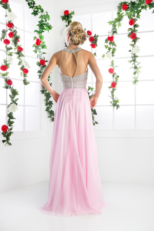 Rochie Ladivine 8107 roz de seara in clos din voal [1]