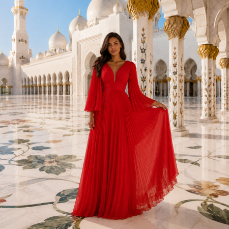 Ladivine Los Angeles Collection - Rochie Ladivine CD242 rosie de seara in clos din voal