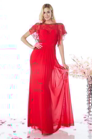 Ladivine Los Angeles Collection - Rochie Ladivine CD494 rosie de seara mulata din voal