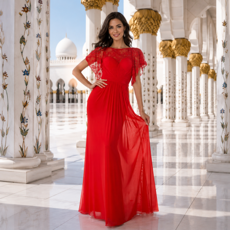 Ladivine Los Angeles Collection - Rochie Ladivine CD494 rosie de seara mulata din voal