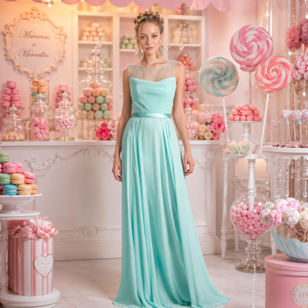 Ladivine Los Angeles Collection - Rochie Ladivine CJ236 verde de seara in clos din voal