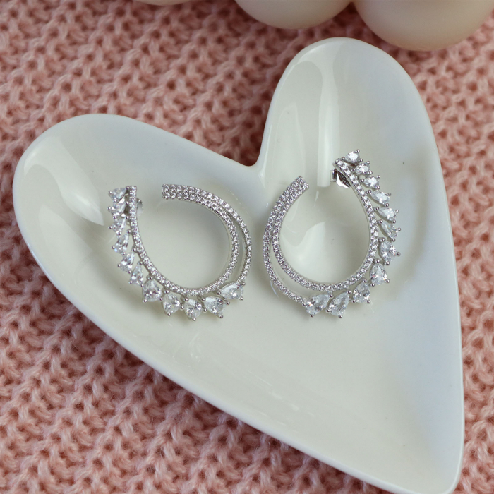 Cercei argint rodiat eleganți cu cristale de zirconiu fațetate [2]