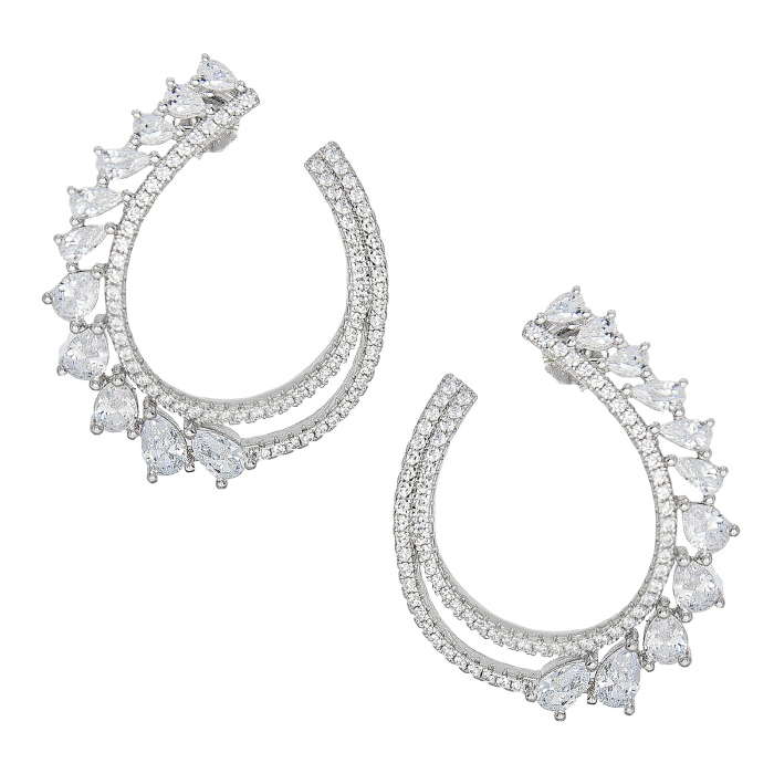 Cercei argint rodiat eleganți cu cristale de zirconiu fațetate [3]