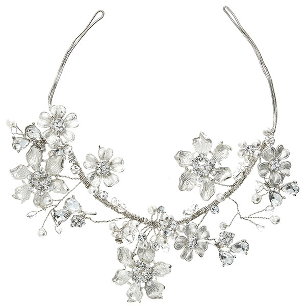 Accesoriu floral pentru păr, modelator, cu cristale și perle [2]