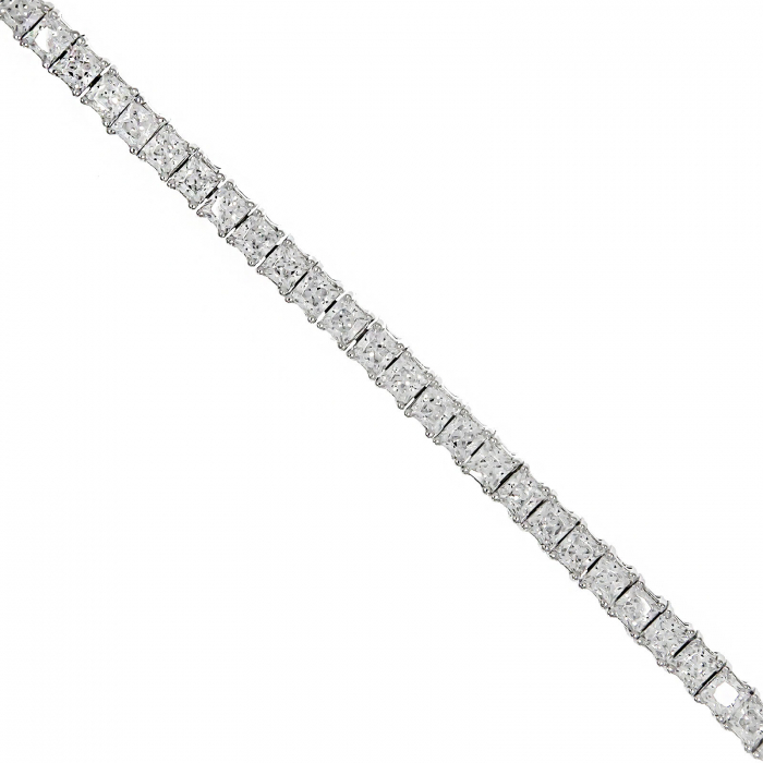 Brățară tennis din argint rodiat cu cristale dreptunghiulare [3]