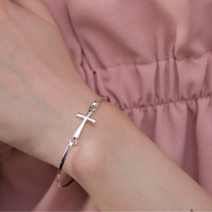 Brățară fixă argint cu talisman cruce [2]