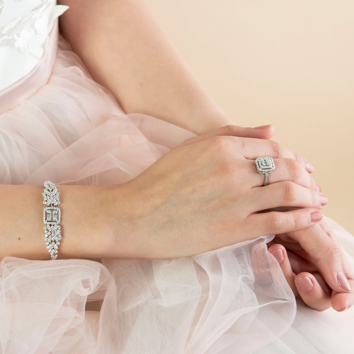 Brățară argint rodiat cu cristale strălucitoare de zirconiu [3]