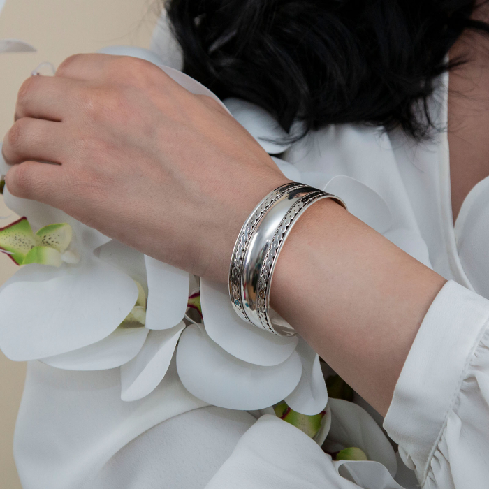 Bratara argint statement cu model patinat [2]