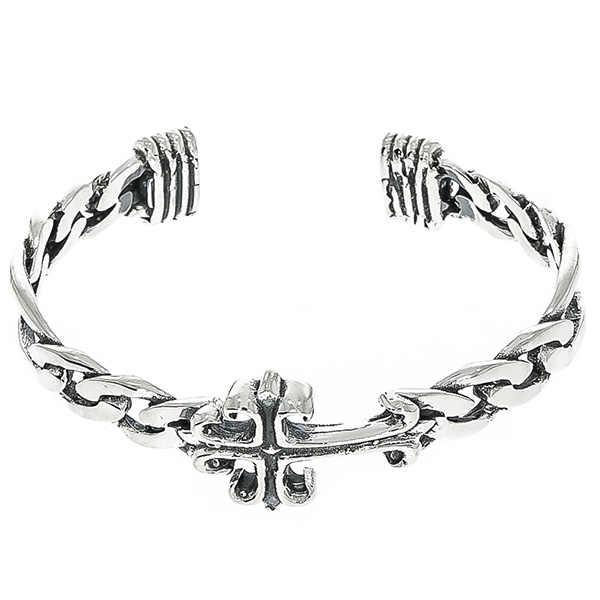 Brățară fixă din argint antichizat cu zale și cruce [4]