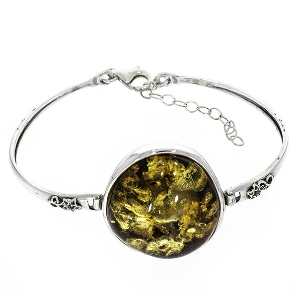 Bratara din argint cu chihlimbar baltic verde [4]