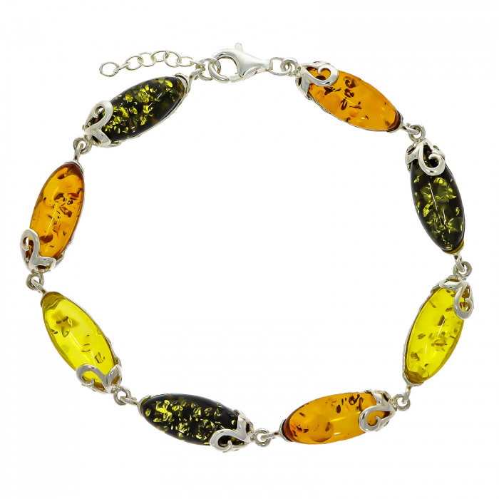 Bratara din argint cu chihlimbar colorat [2]