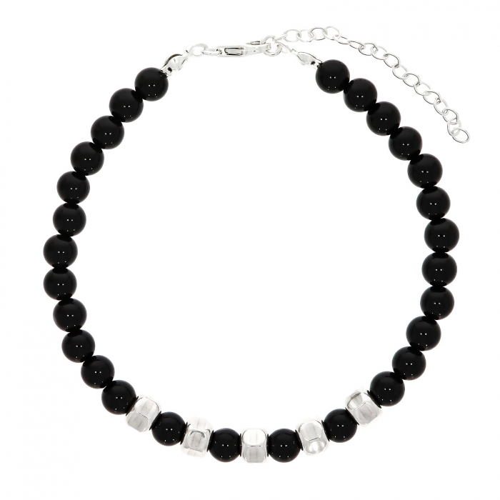 Bratara argint unisex cu margele din onix [2]
