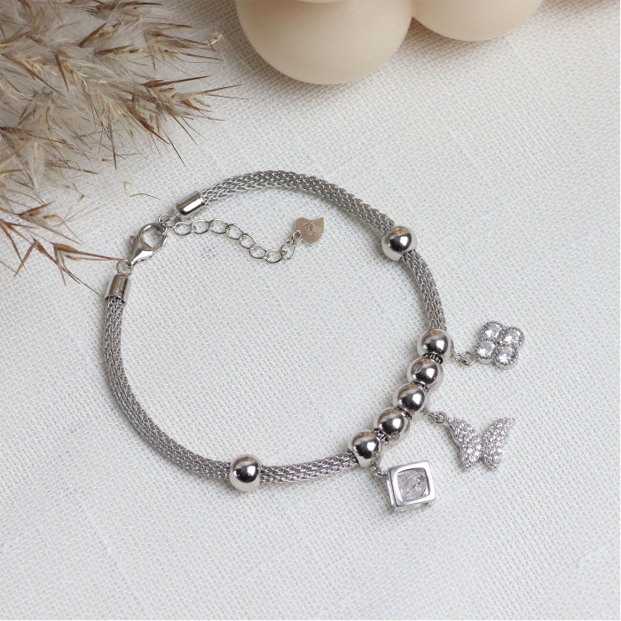 Brățară din argint rodiat cu talismane și zirconii [2]