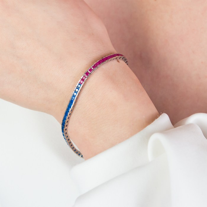 Brățară din argint rodiat cu zirconii albastre și ciclam [3]