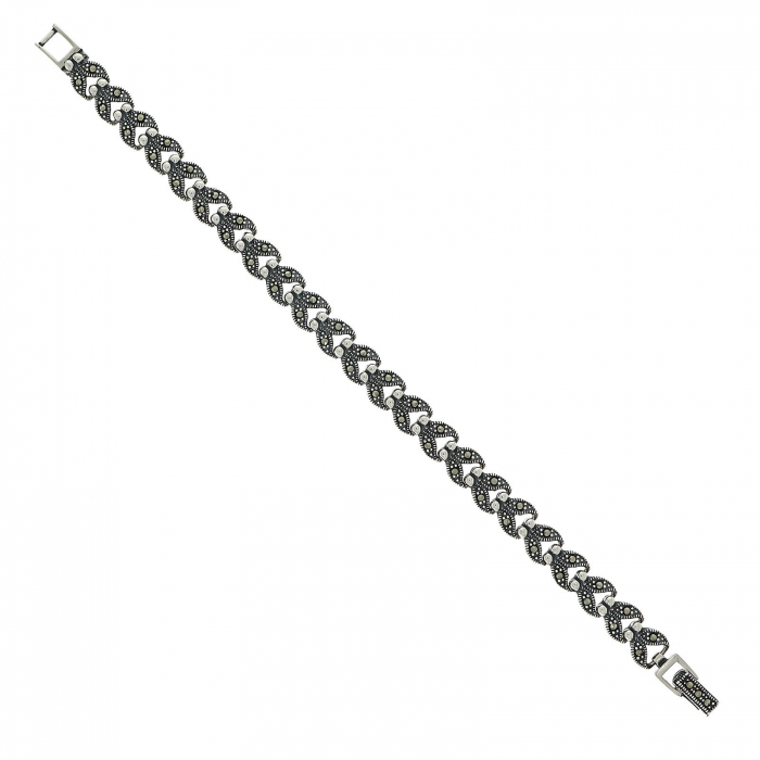 Bratara din argint model floral cu marcasite [2]