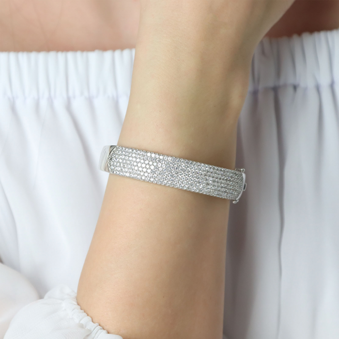 Brățară argint rodiat fixă încrustată cu cristale de zirconiu [2]