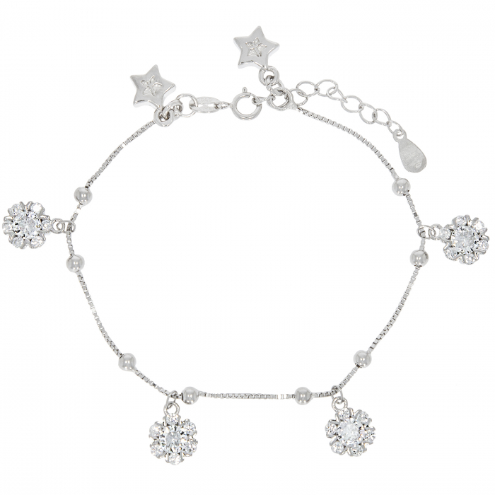 Brățară din argint rodiat cu talismane in formă de floare, stea și cristale [2]