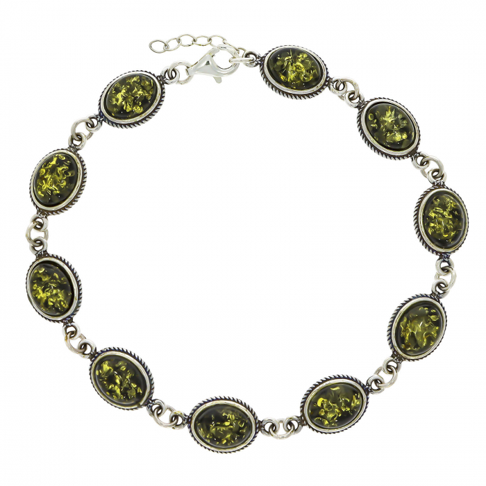 Brățară din argint cu chihlimbar verde [2]