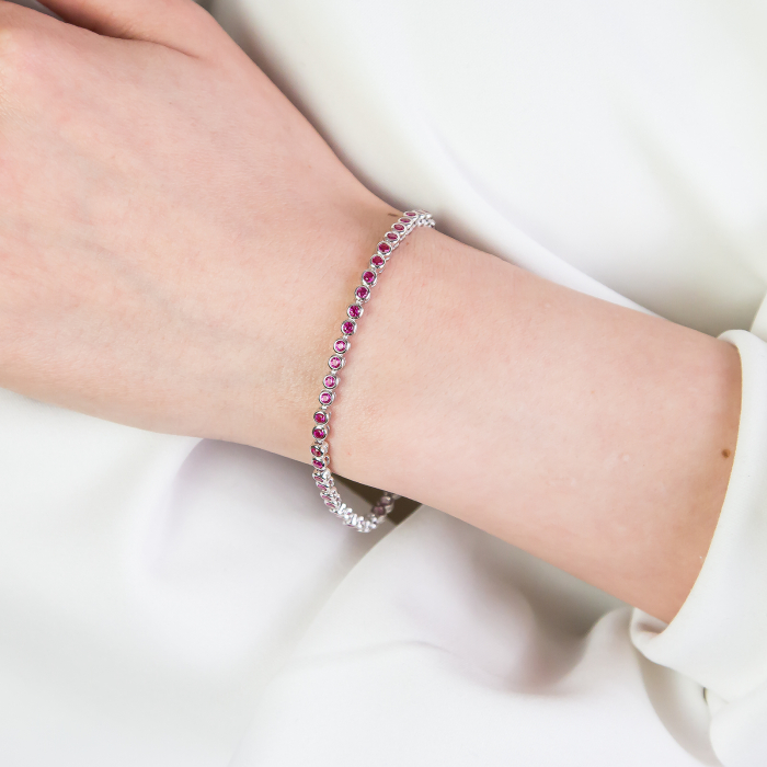 Brățară tennis din argint cu zirconiu roz [2]