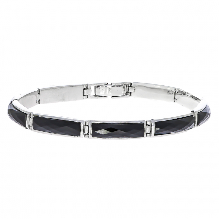 Brățară argint rodiat cu pietre dreptunghiulare de onix fațetate [2]