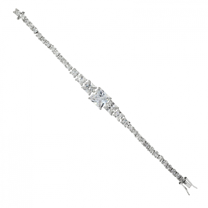 Brățară argint rodiat tip tennis cu zirconii pătrate fațetate [2]