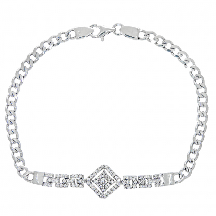 Bratara din argint cu element dreptunghiular si zirconii [2]