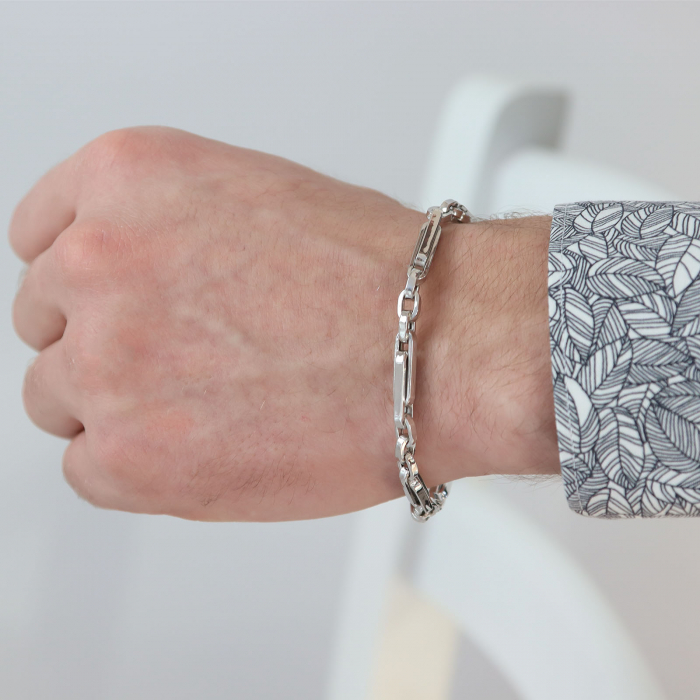 Bratara barbateasca din argint cu zale dreptunghiulare [2]