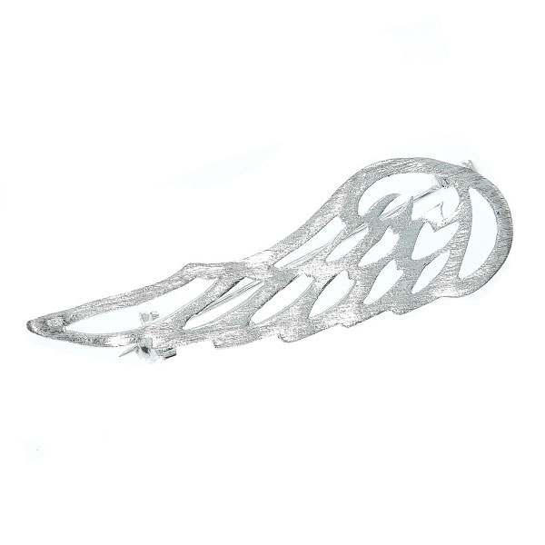 Broșă din argint satinat, model aripă stilizată [1]