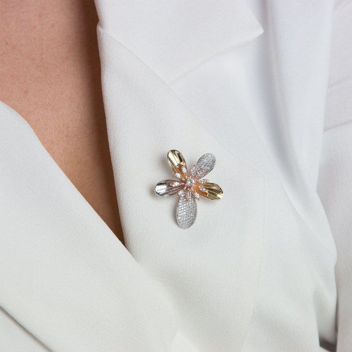 Broșă argint rodiat 925 în formă de floare [2]