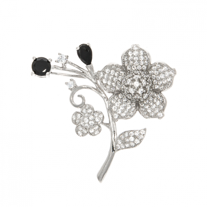 Broșă - pandantiv floare din argint cu zirconii [1]