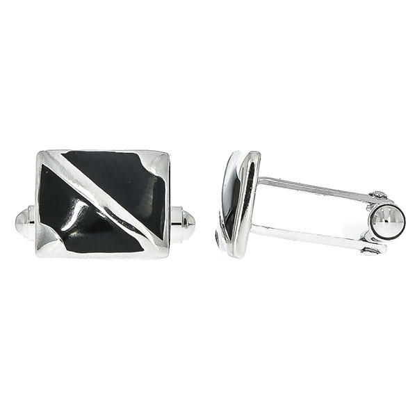 Butoni dreptunghiulari din argint cu piatra neagra [2]