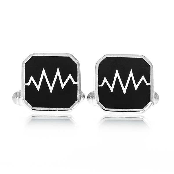 Butoni din argint pătrați cu semn vital și email [3]